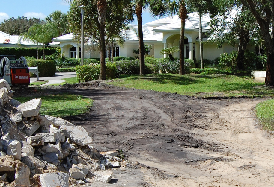 driveway installation with a truck